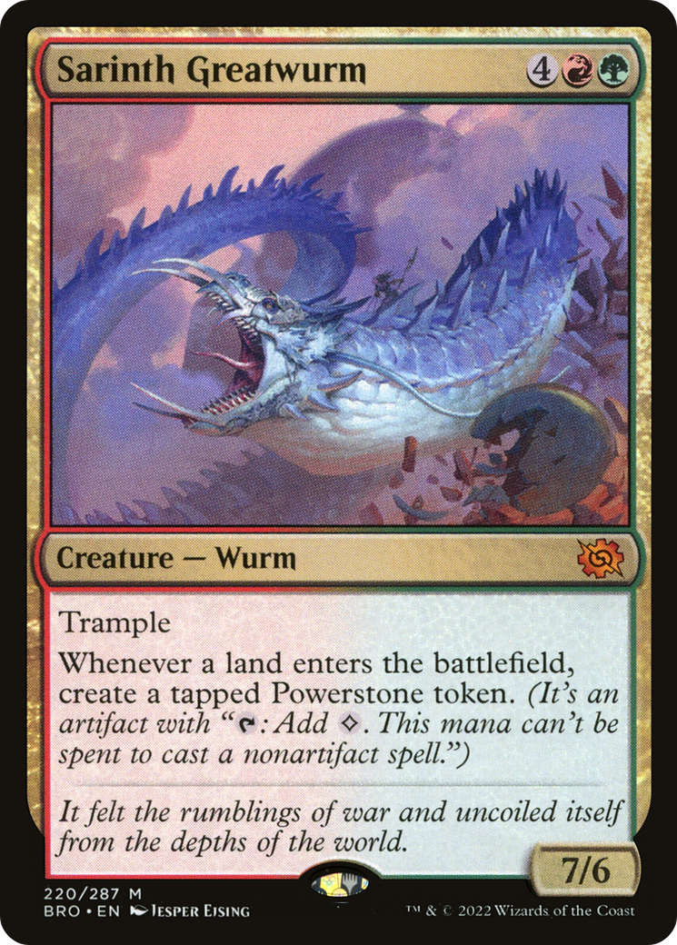 Sarinth Greatwurm - Mythic Creature — Wurm card from The Brothers' War