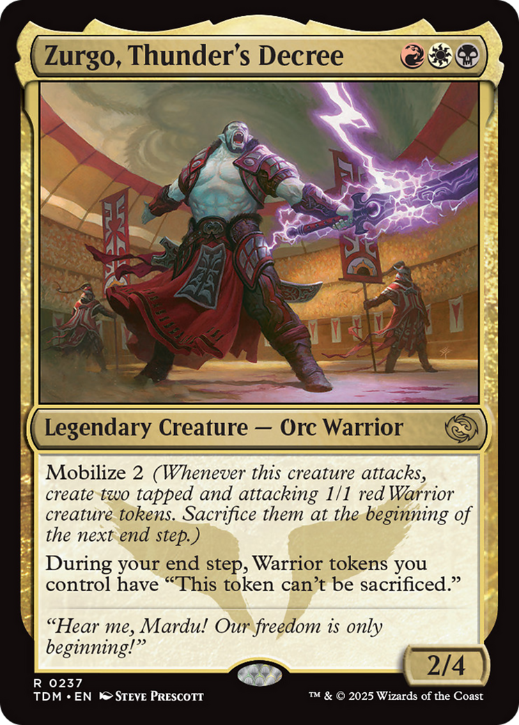 Zurgo, Thunder's Decree - Rare Legendary Creature — Orc Warrior card from Tarkir: Dragonstorm