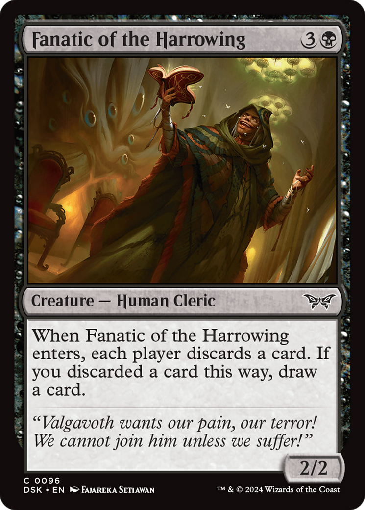Fanatic of the Harrowing - Common Creature — Human Cleric card from Duskmourn: House of Horror