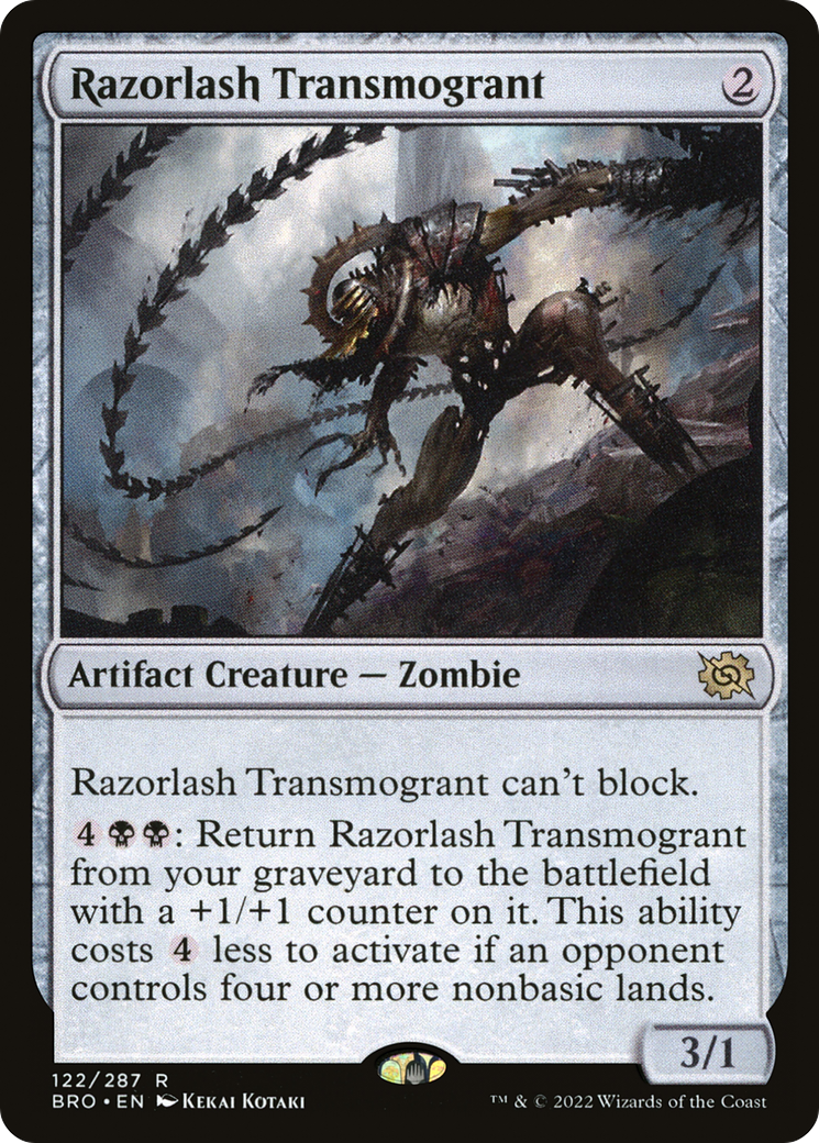 Razorlash Transmogrant - Rare Artifact Creature — Zombie card from The Brothers' War