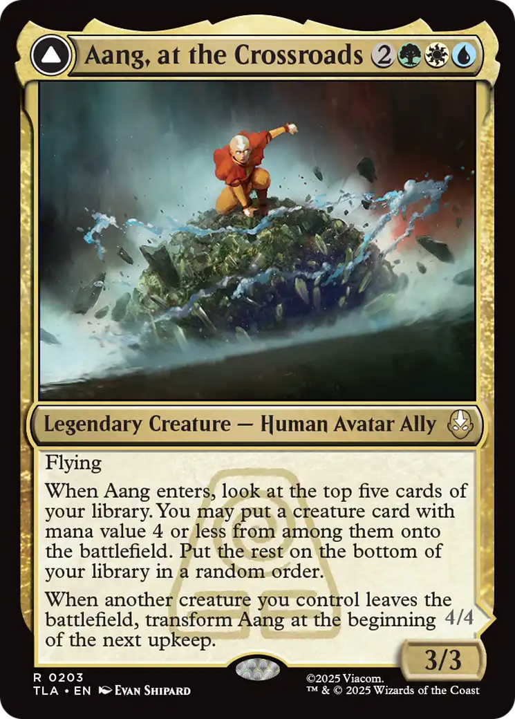 Aang, at the Crossroads // Aang, Destined Savior - Rare Legendary Creature — Avatar Ally card from Avatar: The Last Airbender