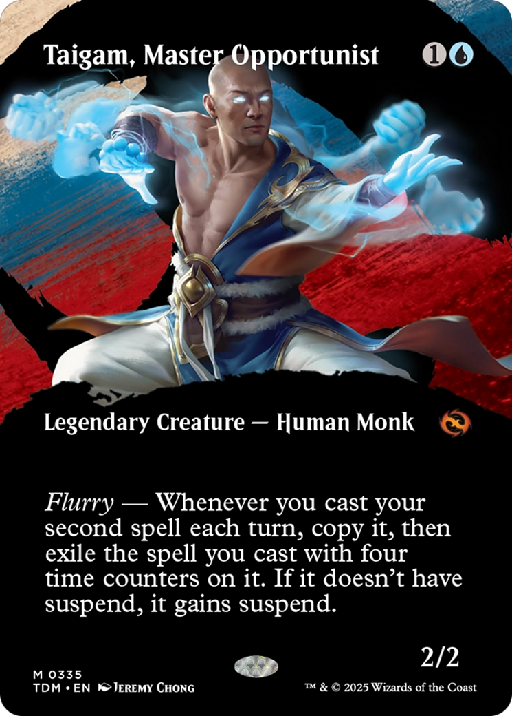 Taigam, Master Opportunist - Mythic Legendary Creature — Human Monk card from Tarkir: Dragonstorm