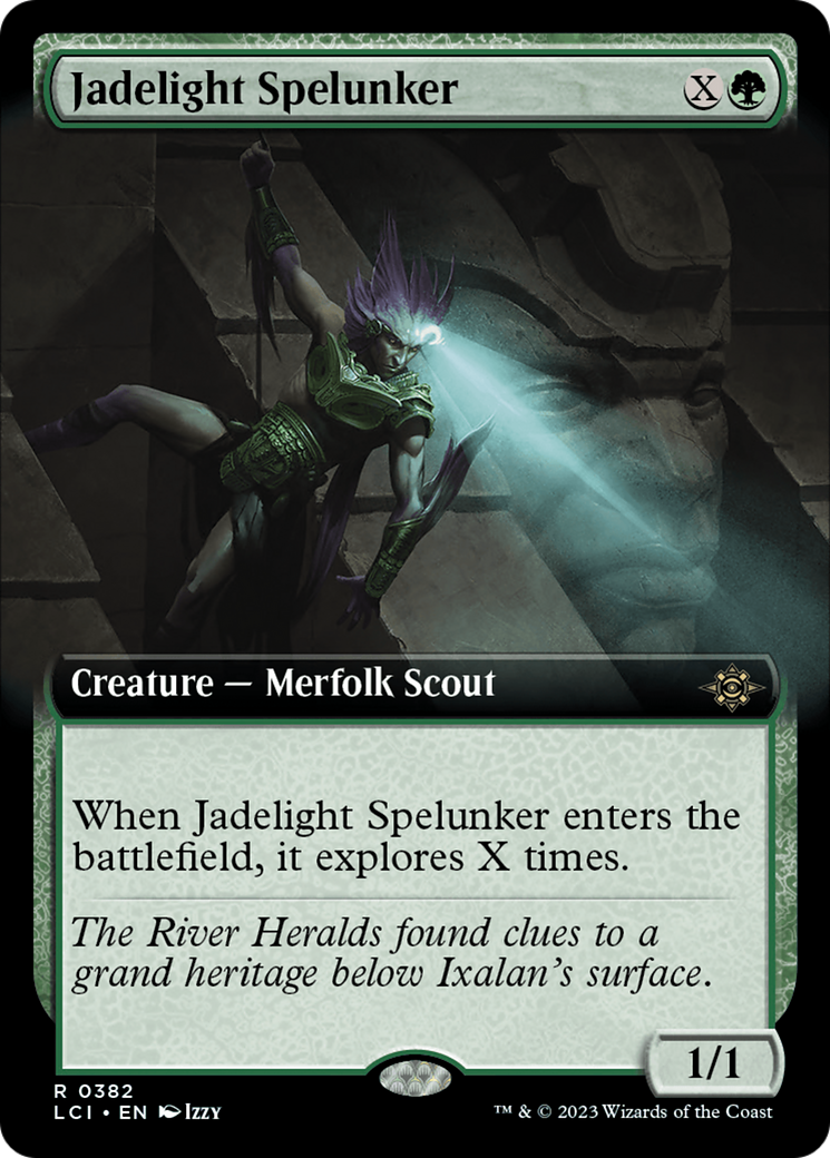 Jadelight Spelunker - Rare Creature — Merfolk Scout card from The Lost Caverns of Ixalan