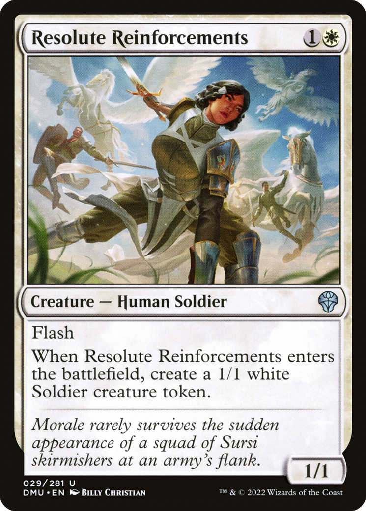 Resolute Reinforcements - Uncommon Creature — Human Soldier card from Dominaria United