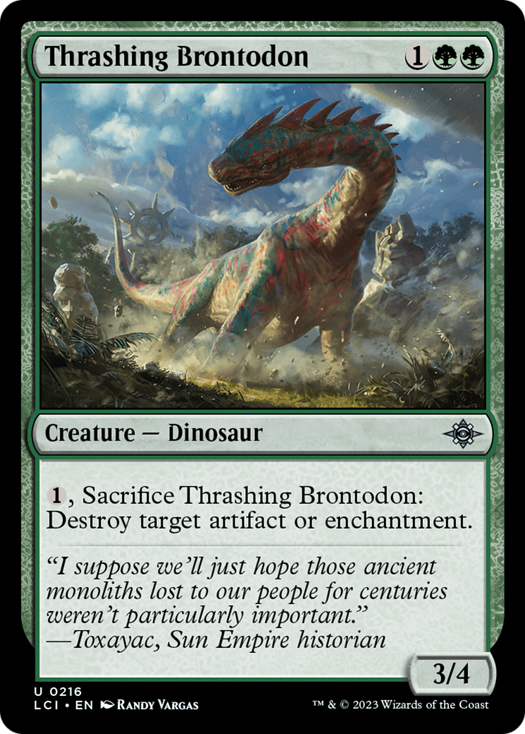 Thrashing Brontodon - Uncommon Creature — Dinosaur card from The Lost Caverns of Ixalan