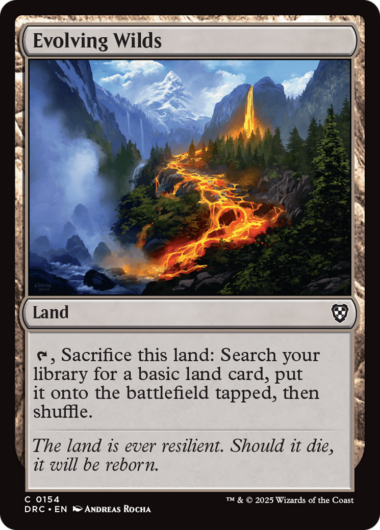 Evolving Wilds - Common Land card from Aetherdrift Commander