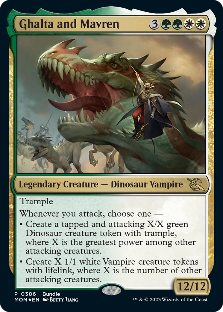 Ghalta and Mavren - Rare Legendary Creature — Dinosaur Vampire card from March of the Machine
