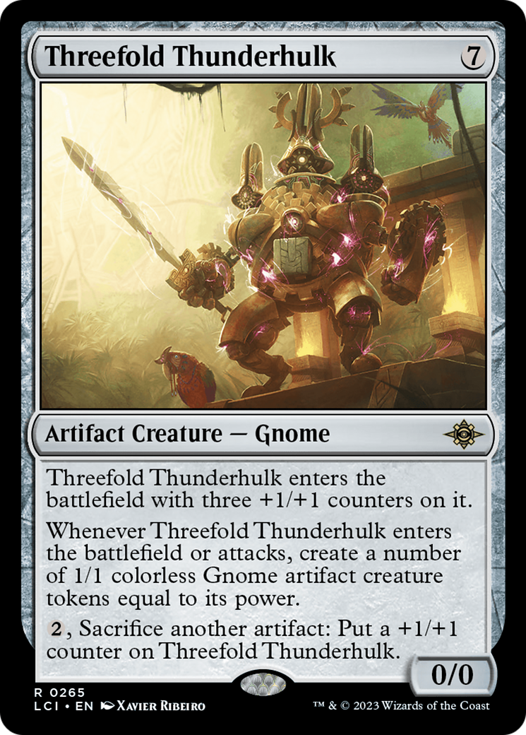 Threefold Thunderhulk - Rare Artifact Creature — Gnome card from The Lost Caverns of Ixalan