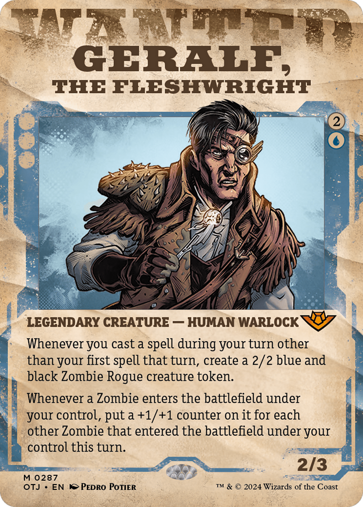 Geralf, the Fleshwright - Mythic Legendary Creature — Human Warlock card from Outlaws of Thunder Junction