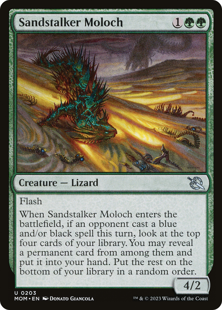 Sandstalker Moloch - Uncommon Creature — Lizard card from March of the Machine