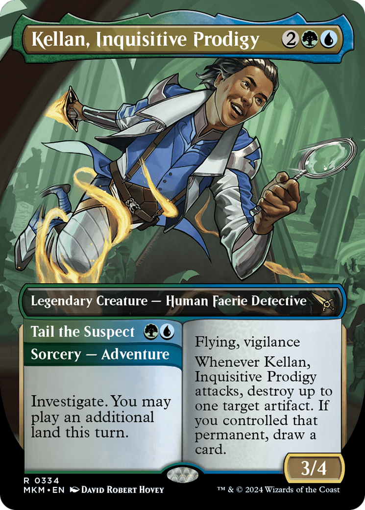 Kellan, Inquisitive Prodigy // Tail the Suspect - Rare Legendary Creature — Human Faerie Detective card from Murders at Karlov Manor