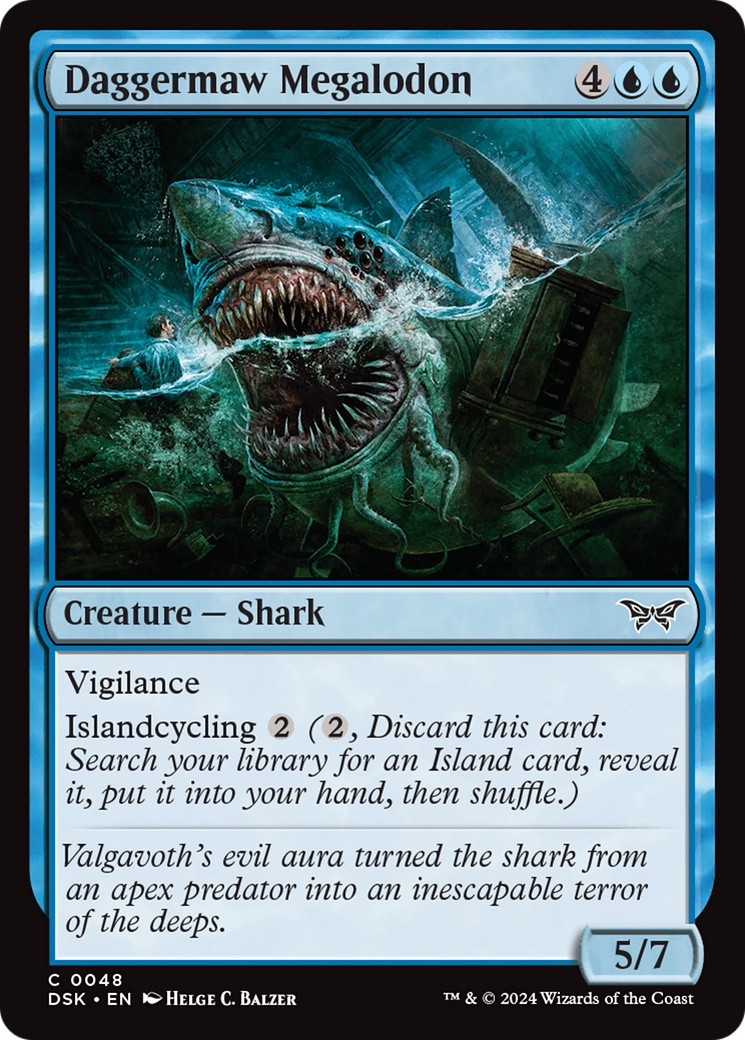 Daggermaw Megalodon - Common Creature — Shark card from Duskmourn: House of Horror