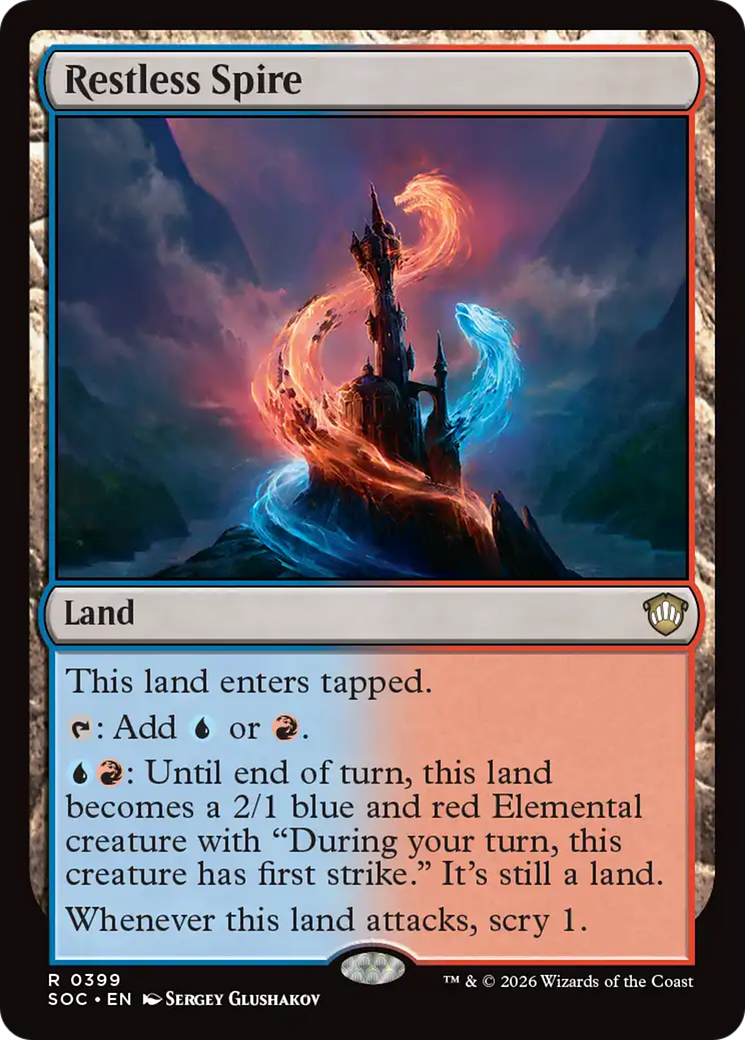 Restless Spire - Rare Land card from Secrets of Strixhaven Commander