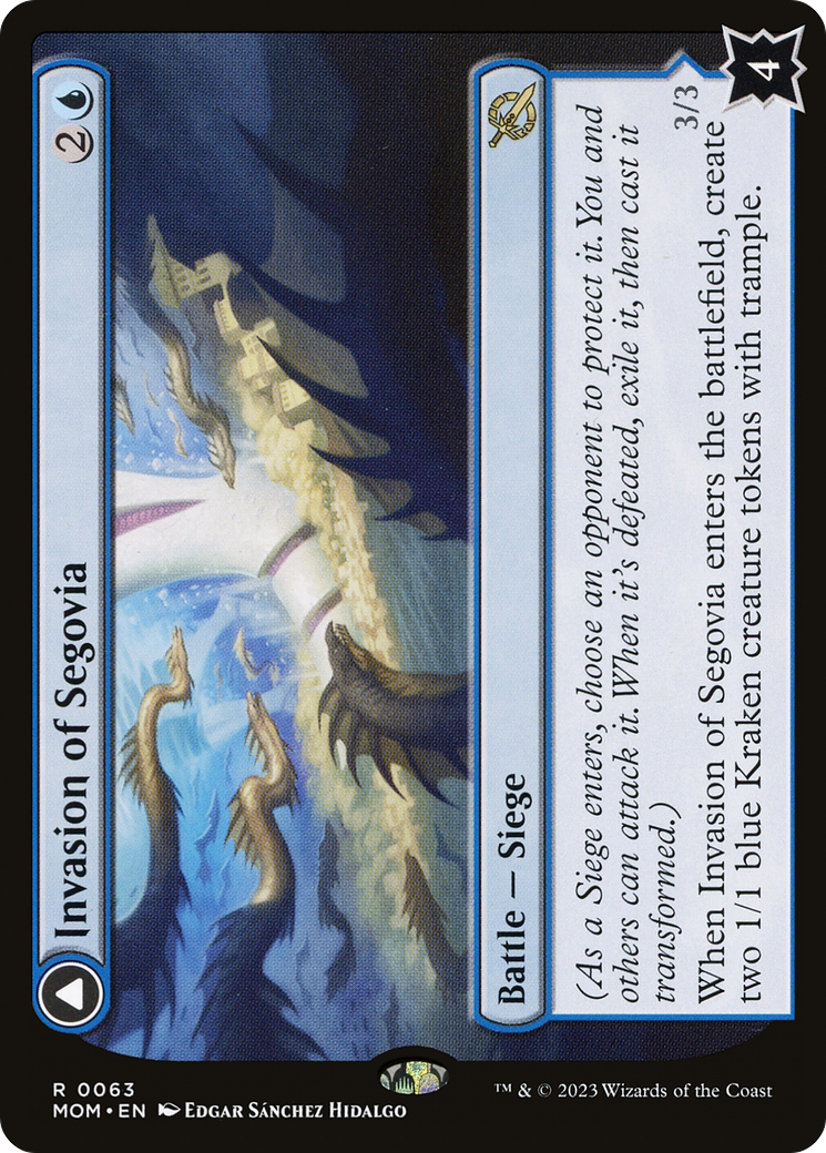 Invasion of Segovia // Caetus, Sea Tyrant of Segovia - Rare Battle — Siege card from March of the Machine