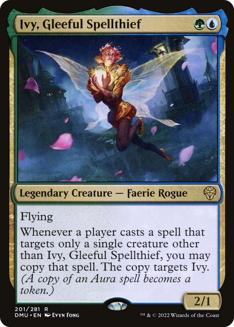 Ivy, Gleeful Spellthief - Rare Legendary Creature — Faerie Rogue card from Dominaria United