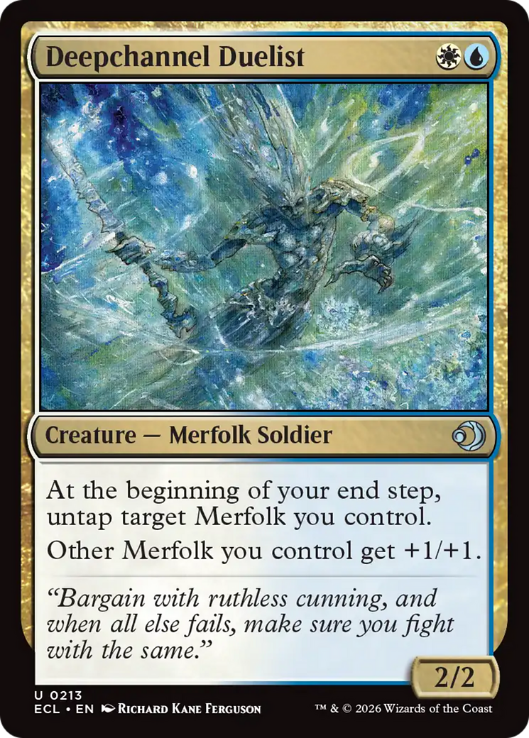Deepchannel Duelist - Uncommon Creature — Merfolk Soldier card from Lorwyn Eclipsed