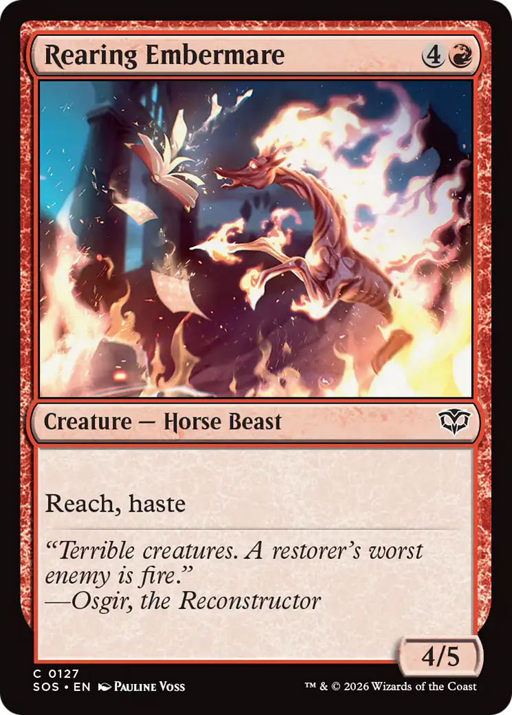 Rearing Embermare - Common Creature — Horse Beast card from Secrets of Strixhaven
