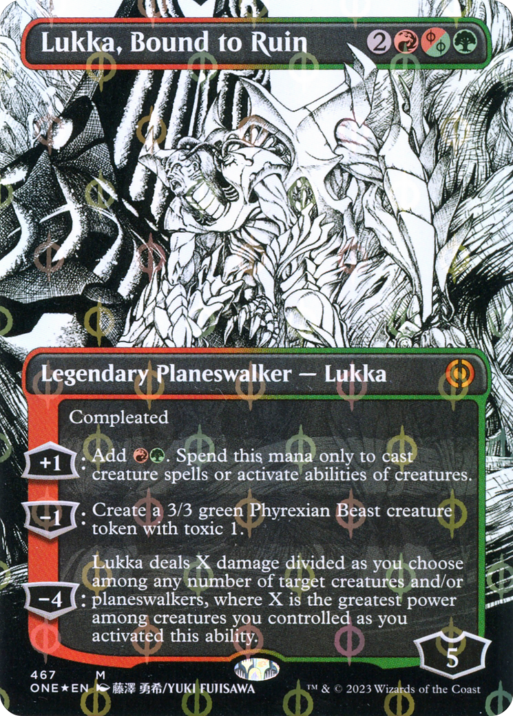 Lukka, Bound to Ruin - Mythic Legendary Planeswalker — Lukka card from Phyrexia: All Will Be One