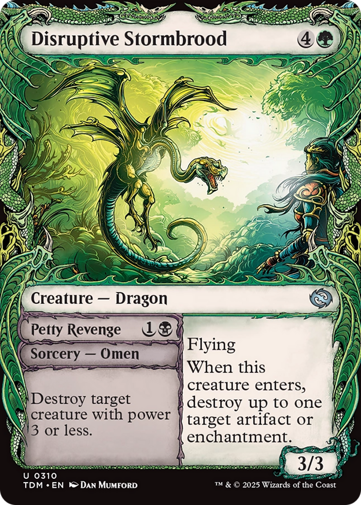 Disruptive Stormbrood // Petty Revenge - Uncommon Sorcery — Omen card from Tarkir: Dragonstorm