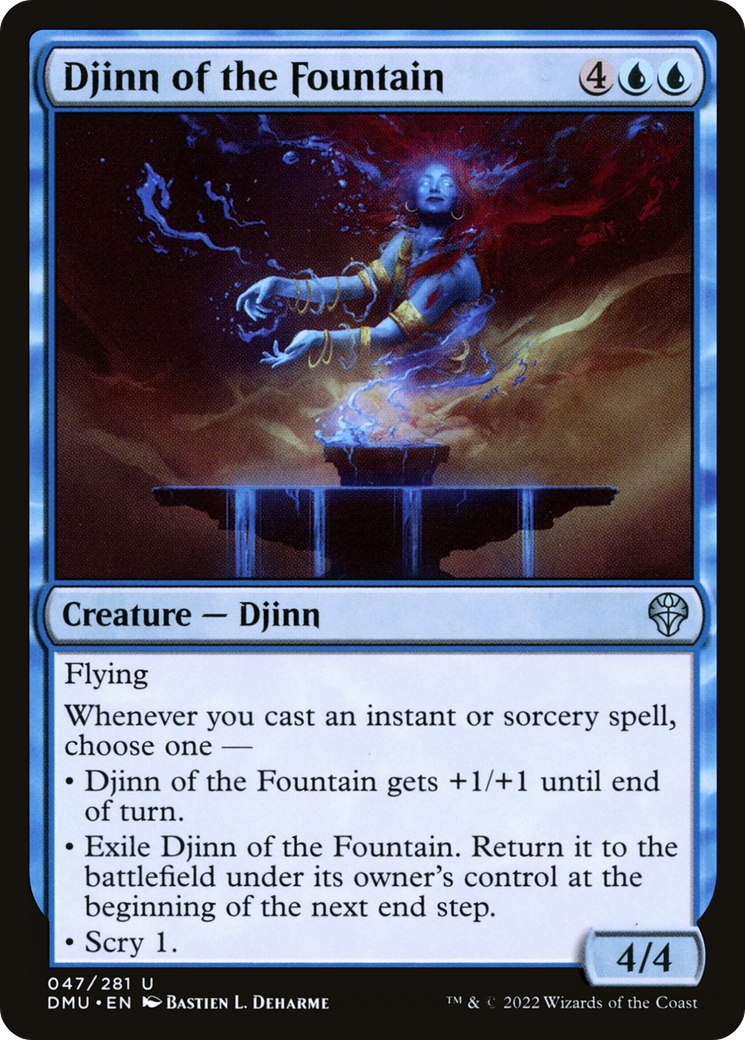 Djinn of the Fountain - Uncommon Creature — Djinn card from Dominaria United