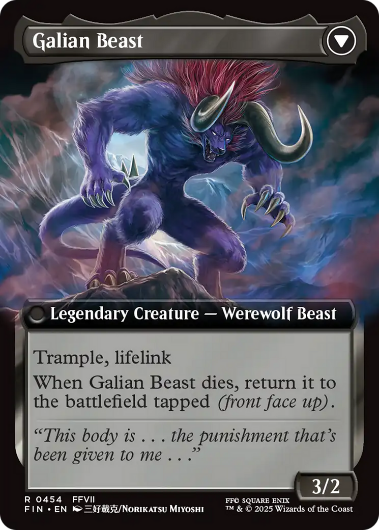 Back face of Vincent Valentine // Galian Beast - Legendary Creature — Werewolf Beast card