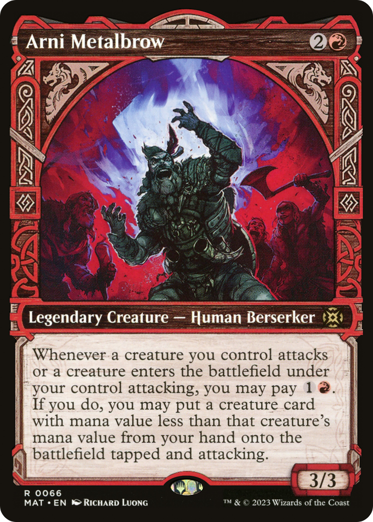 Arni Metalbrow - Rare Legendary Creature — Human Berserker card from March of the Machine: The Aftermath