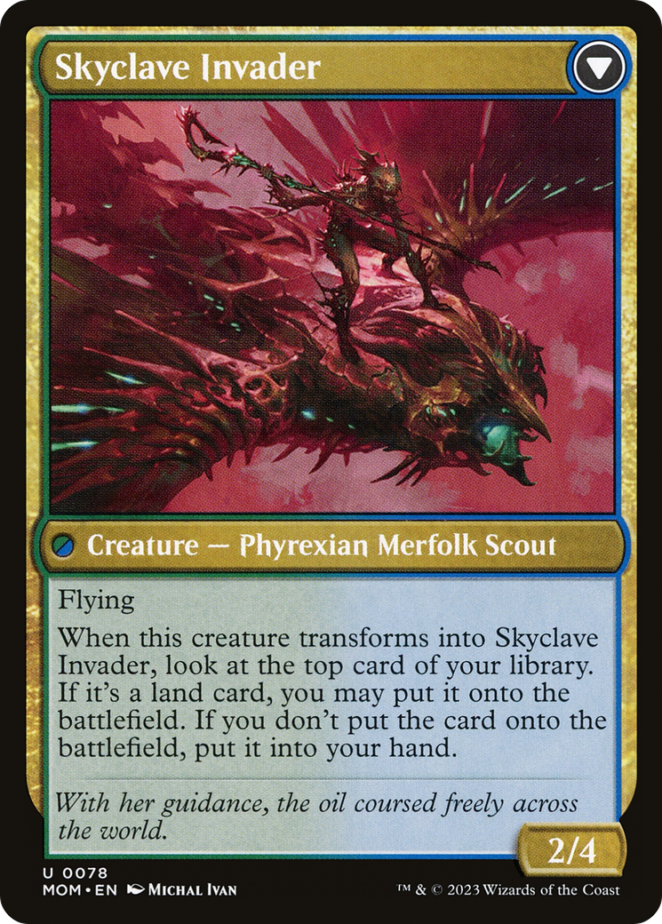 Back face of Skyclave Aerialist // Skyclave Invader - Creature — Phyrexian Merfolk Scout card