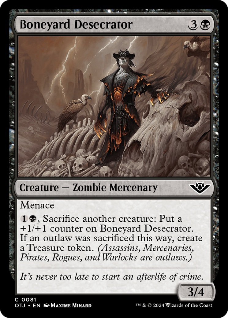 Boneyard Desecrator - Common Creature — Zombie Mercenary card from Outlaws of Thunder Junction