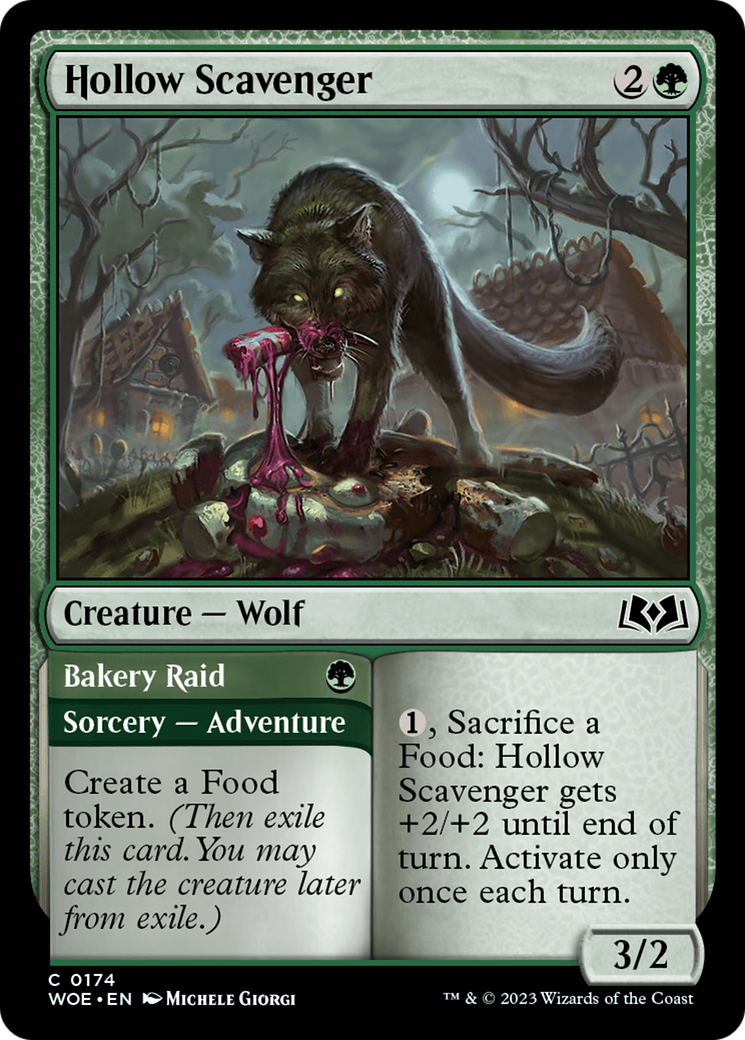 Hollow Scavenger // Bakery Raid - Common Creature — Wolf card from Wilds of Eldraine