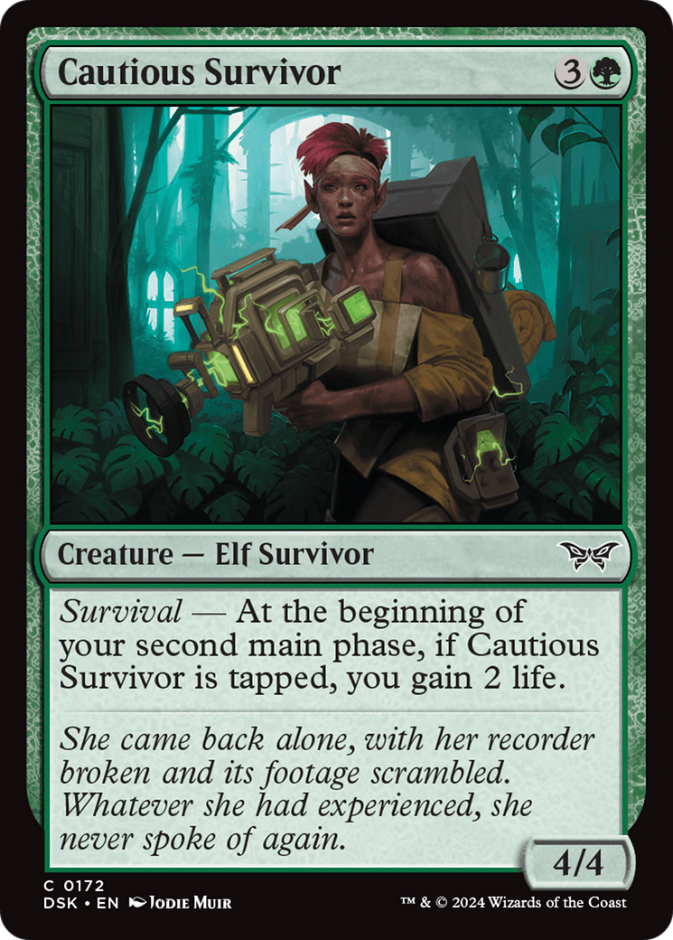 Cautious Survivor - Common Creature — Elf Survivor card from Duskmourn: House of Horror