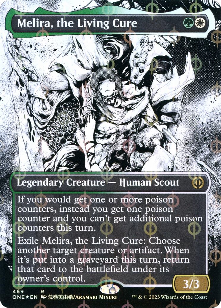 Melira, the Living Cure - Rare Legendary Creature — Human Scout card from Phyrexia: All Will Be One