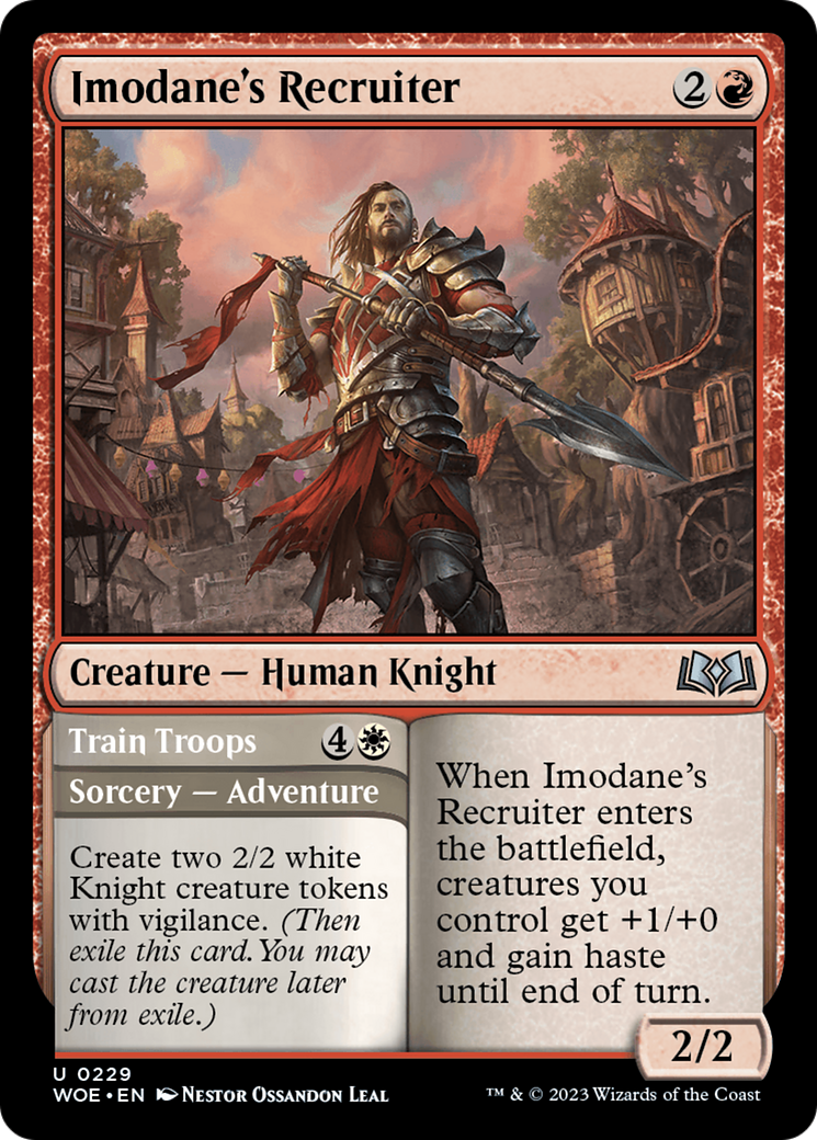 Imodane's Recruiter // Train Troops - Uncommon Creature — Human Knight card from Wilds of Eldraine