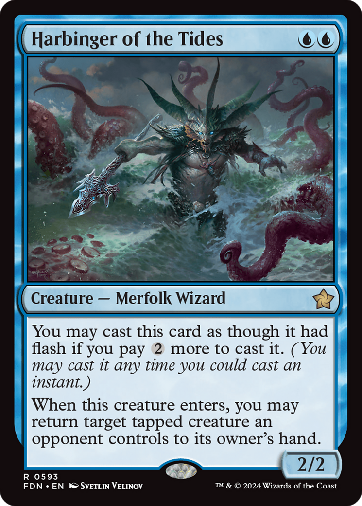 Harbinger of the Tides - Rare Creature — Merfolk Wizard card from Foundations
