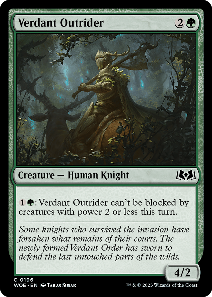 Verdant Outrider - Common Creature — Human Knight card from Wilds of Eldraine
