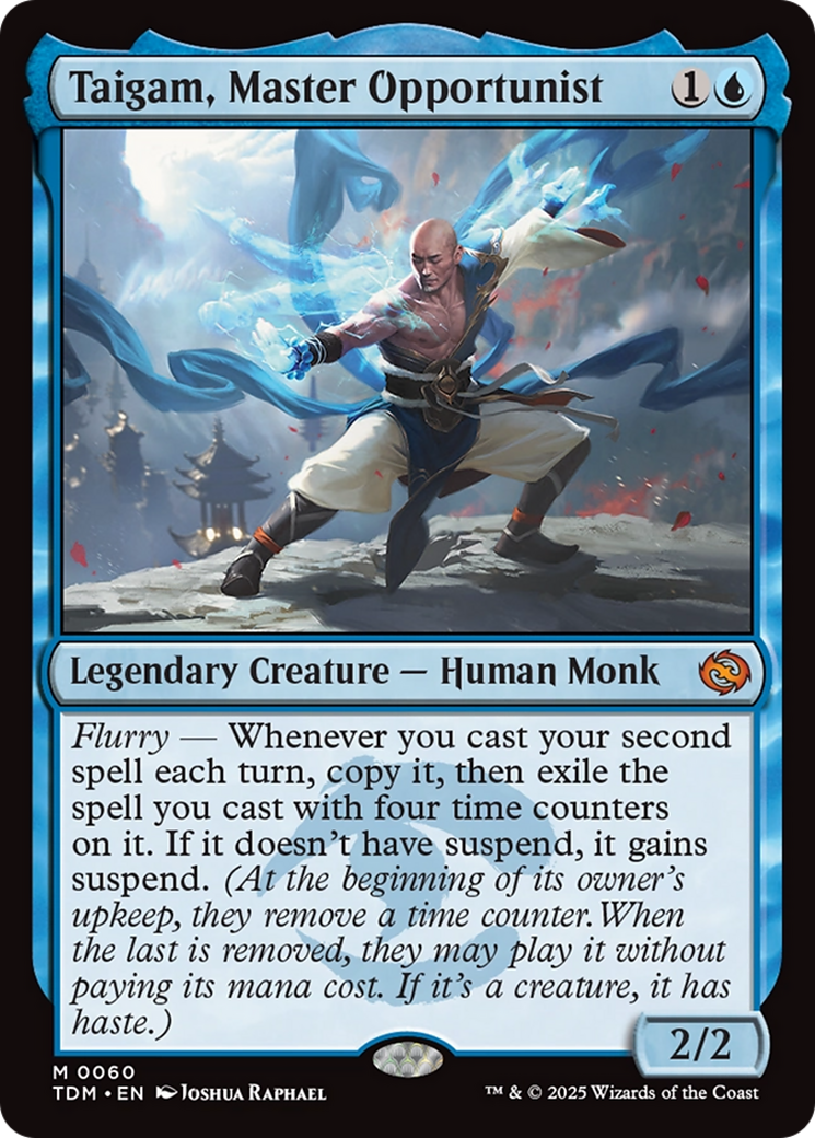 Taigam, Master Opportunist - Mythic Legendary Creature — Human Monk card from Tarkir: Dragonstorm