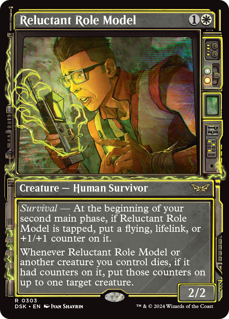 Reluctant Role Model - Rare Creature — Human Survivor card from Duskmourn: House of Horror