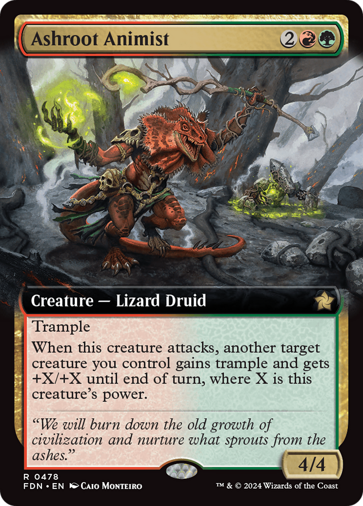Ashroot Animist - Rare Creature — Lizard Druid card from Foundations