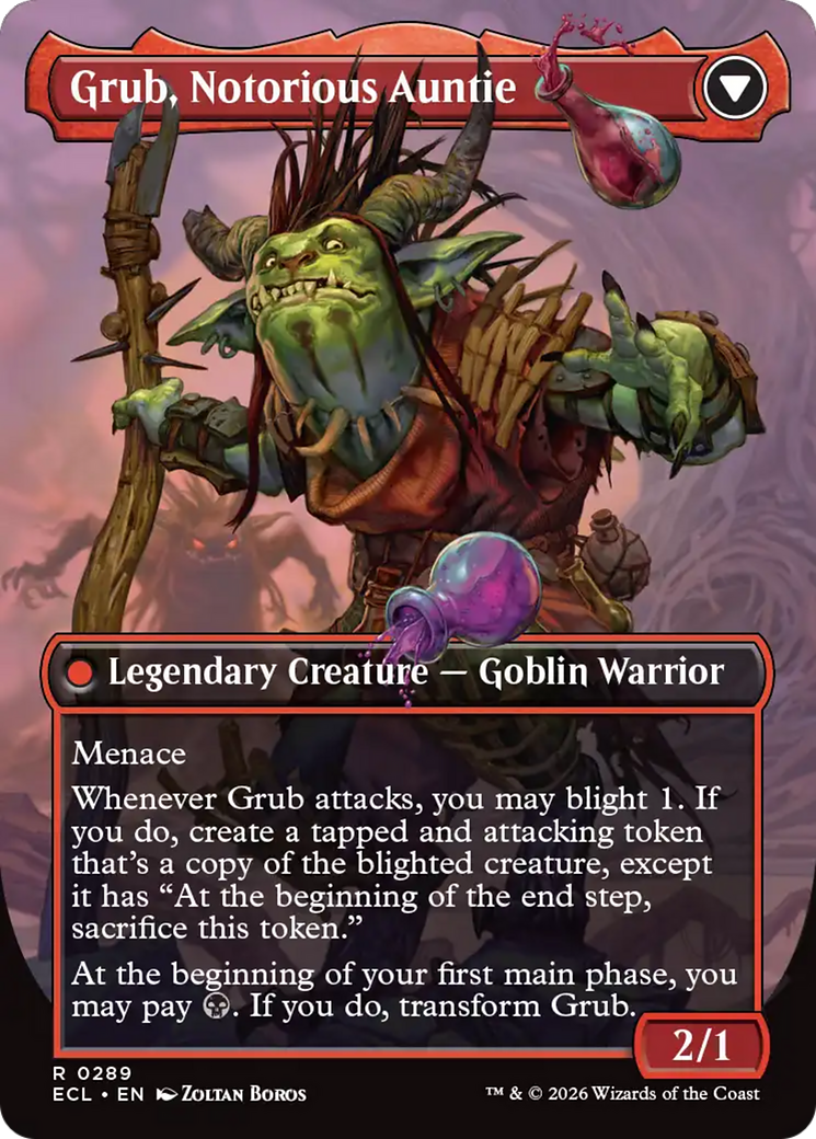 Back face of Grub, Storied Matriarch // Grub, Notorious Auntie - Legendary Creature — Goblin Warrior card