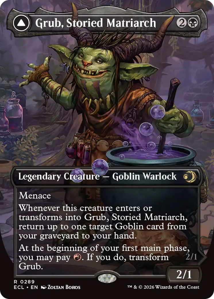 Grub, Storied Matriarch // Grub, Notorious Auntie - Rare Legendary Creature — Goblin Warrior card from Lorwyn Eclipsed