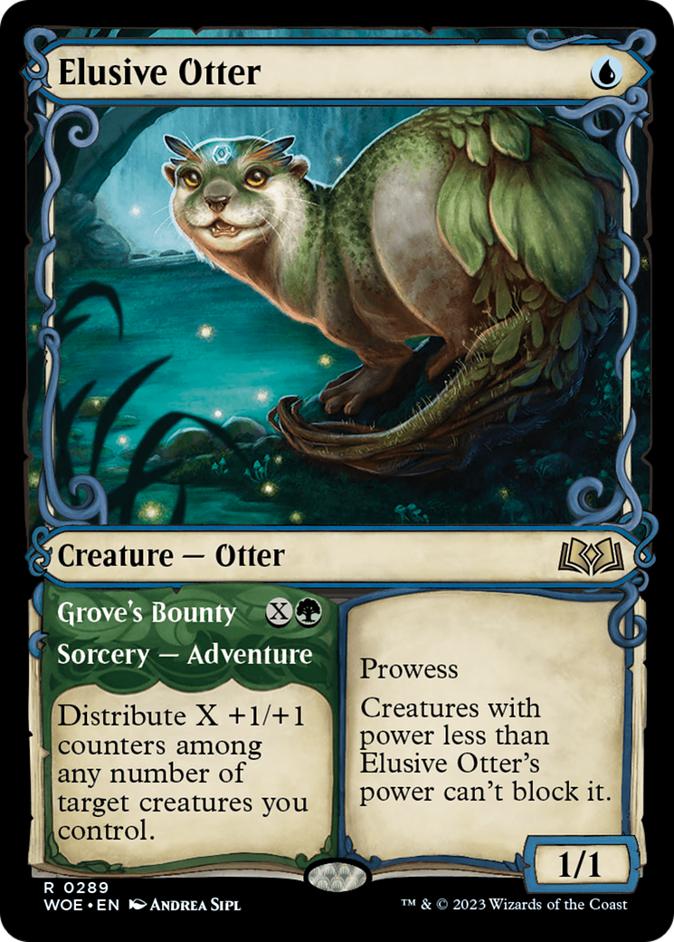 Elusive Otter // Grove's Bounty - Rare Creature — Otter card from Wilds of Eldraine