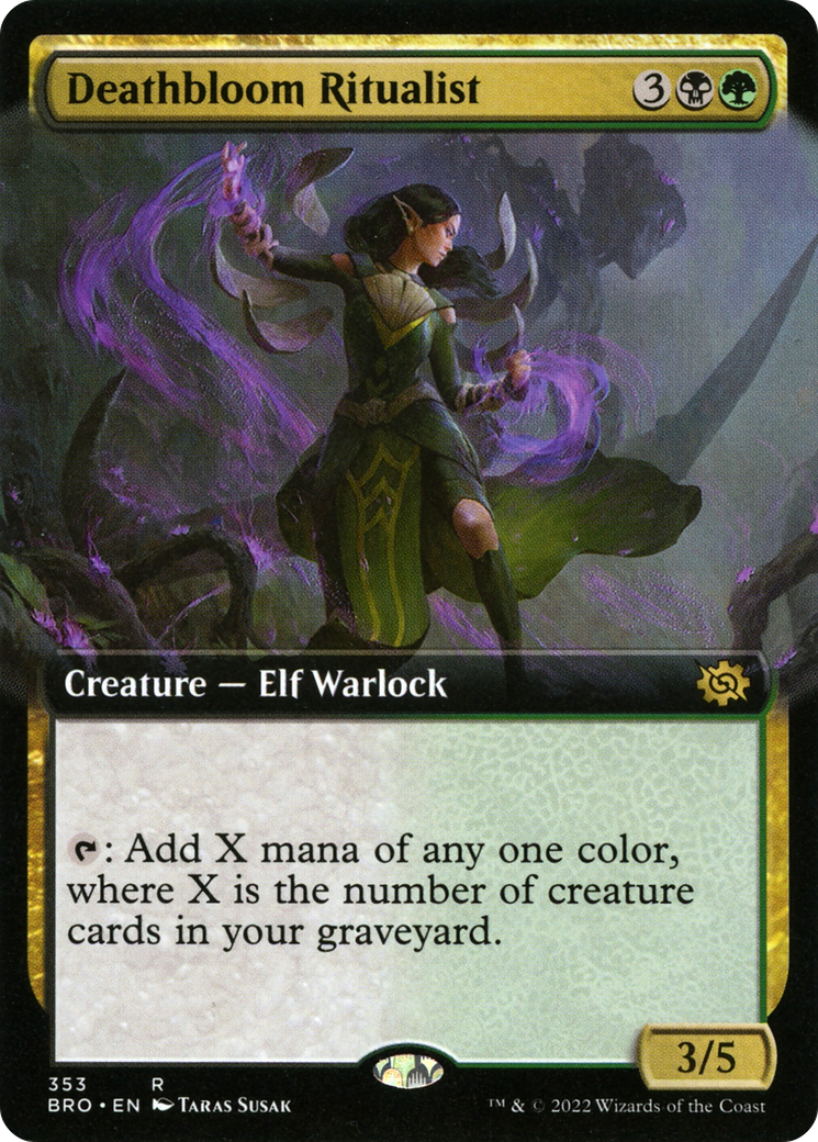 Deathbloom Ritualist - Rare Creature — Elf Warlock card from The Brothers' War