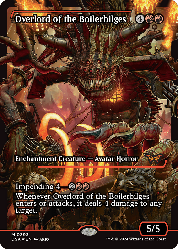 Overlord of the Boilerbilges - Mythic Enchantment Creature — Avatar Horror card from Duskmourn: House of Horror