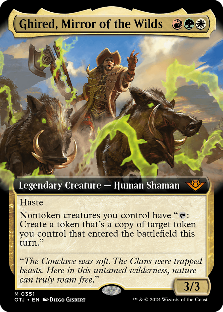 Ghired, Mirror of the Wilds - Mythic Legendary Creature — Human Shaman card from Outlaws of Thunder Junction