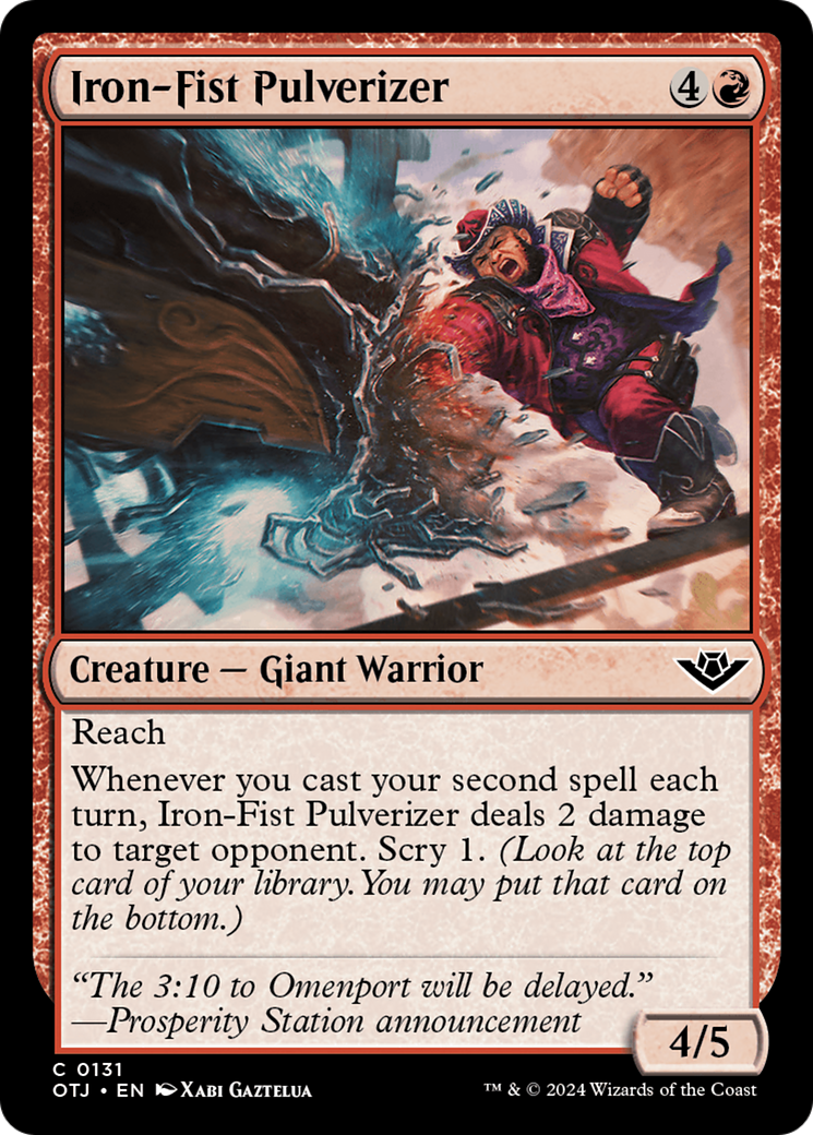 Iron-Fist Pulverizer - Common Creature — Giant Warrior card from Outlaws of Thunder Junction