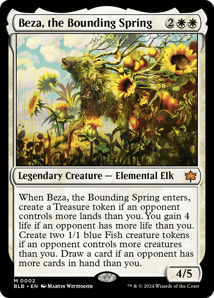 Beza, the Bounding Spring - Legendary Creature — Elemental Elk used in 100.0% of Jeskai Control sideboards