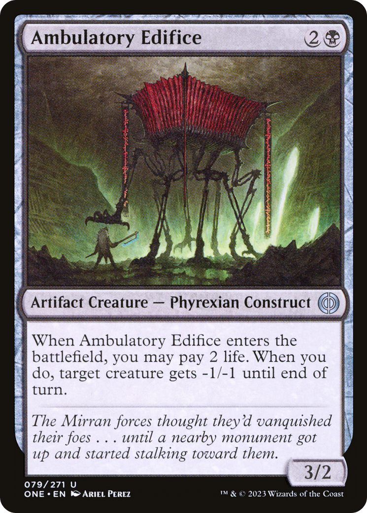 Ambulatory Edifice - Uncommon Artifact Creature — Phyrexian Construct card from Phyrexia: All Will Be One