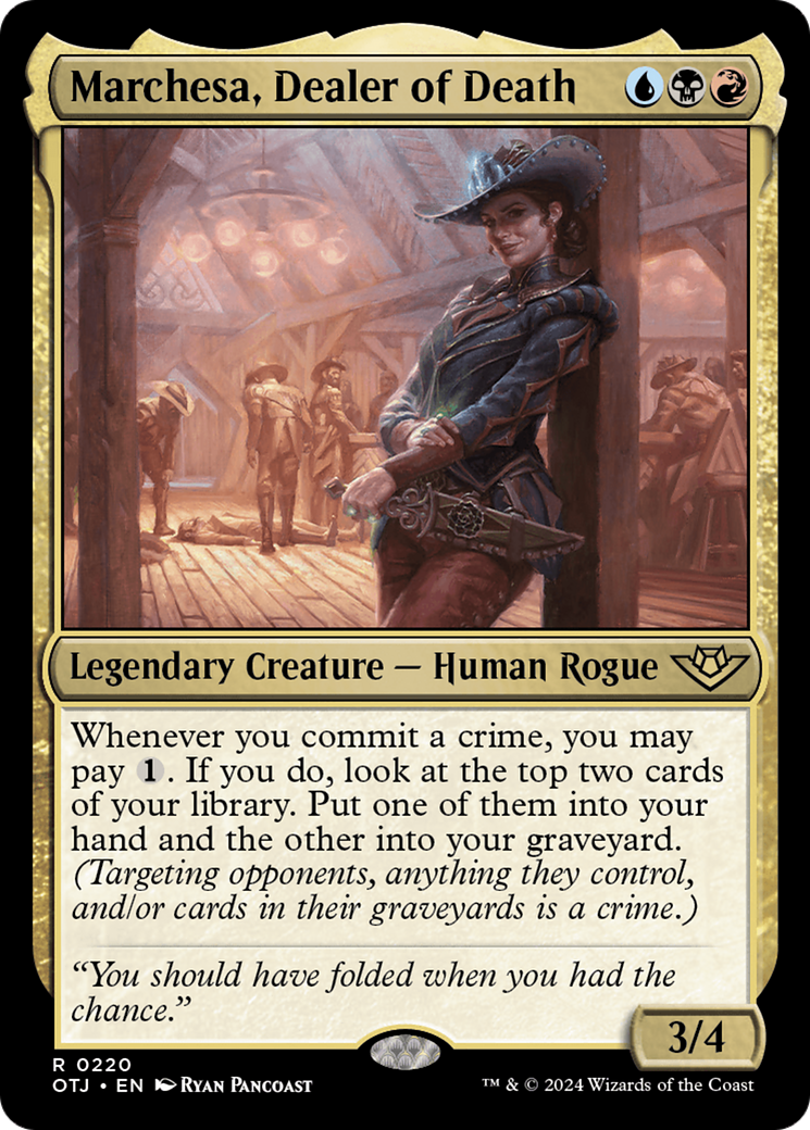 Marchesa, Dealer of Death - Rare Legendary Creature — Human Rogue card from Outlaws of Thunder Junction