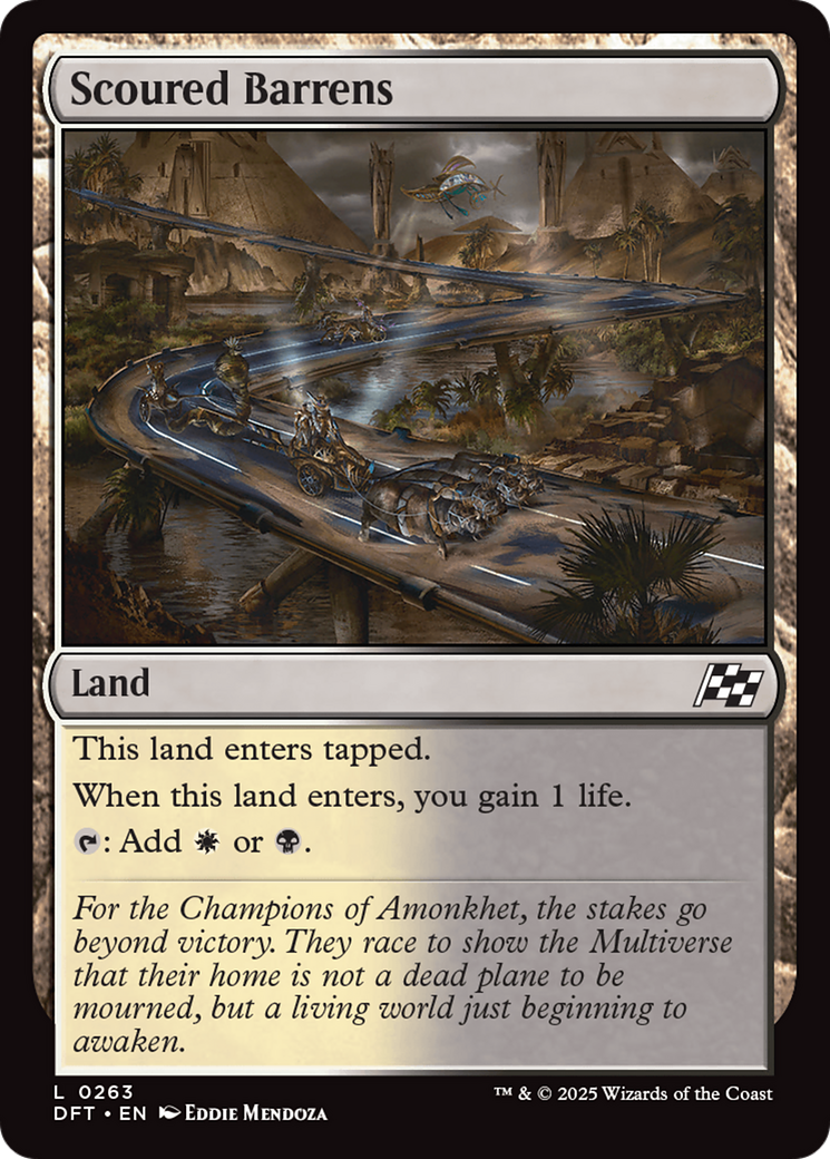 Scoured Barrens - Common Land card from Aetherdrift