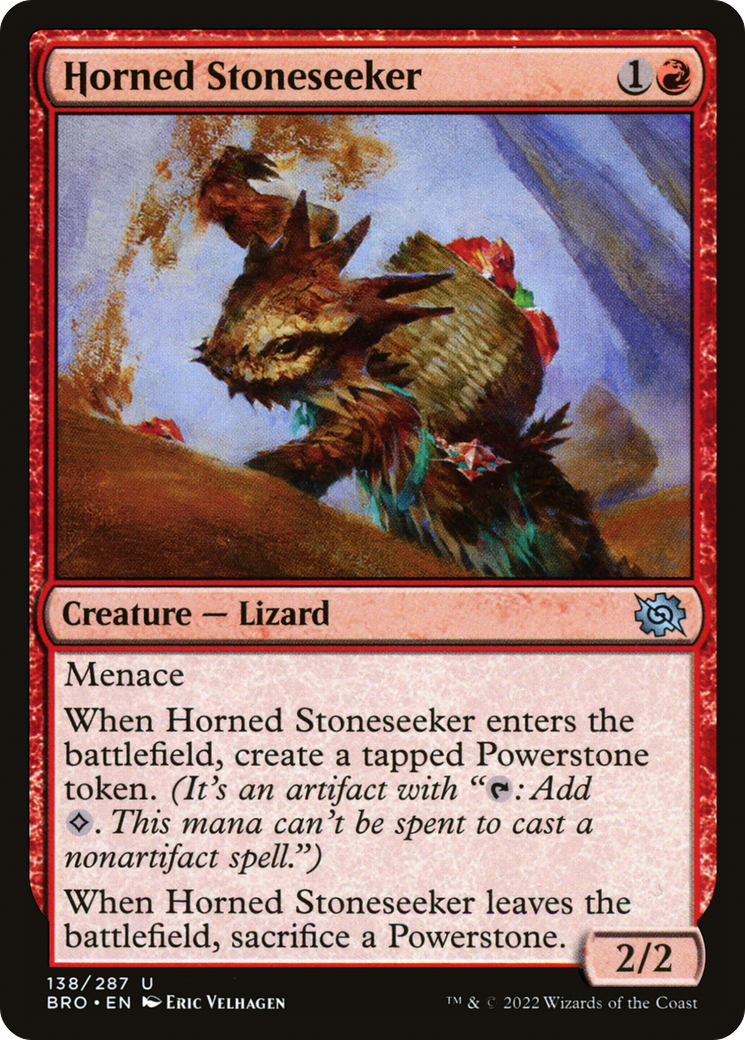 Horned Stoneseeker - Uncommon Creature — Lizard card from The Brothers' War