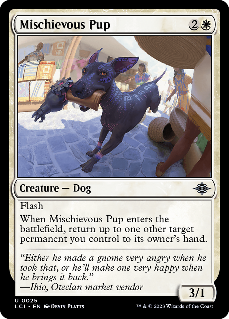 Mischievous Pup - Uncommon Creature — Dog card from The Lost Caverns of Ixalan